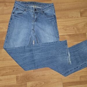 Arizona Jean Co Girls Size 12R Blue Denim Peace Sign Embellished Jeans